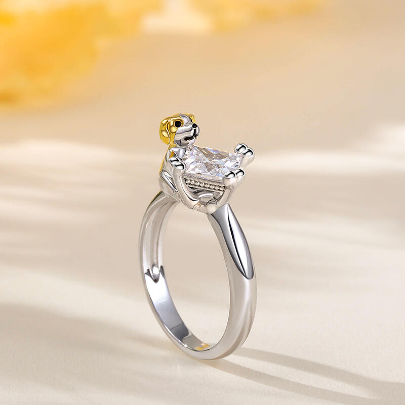 Jeulia Hug Me "Friendly Puppy" Princess Cut Sterling Silver Ring