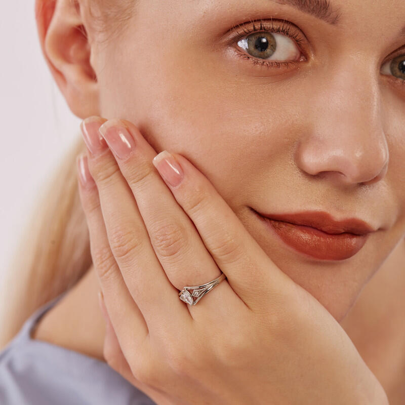 "Forever Stand By You" Marquise Cut Side Stone Engagement Ring