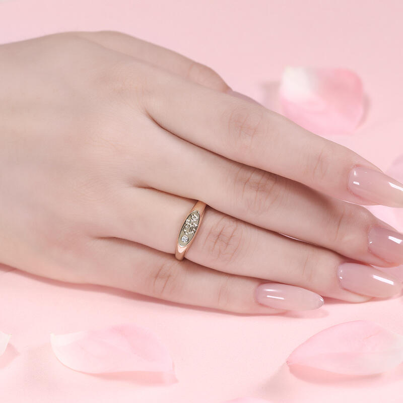 Jeulia Anillo de Plata Esterlina con Sello Ovalado de Oso de Dibujos Animados