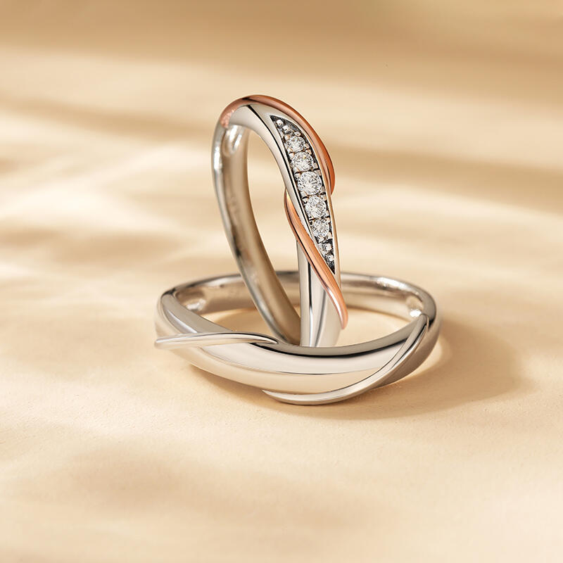 Jeulia Anillos de Pareja con Torsión Simple en Plata Esterlina