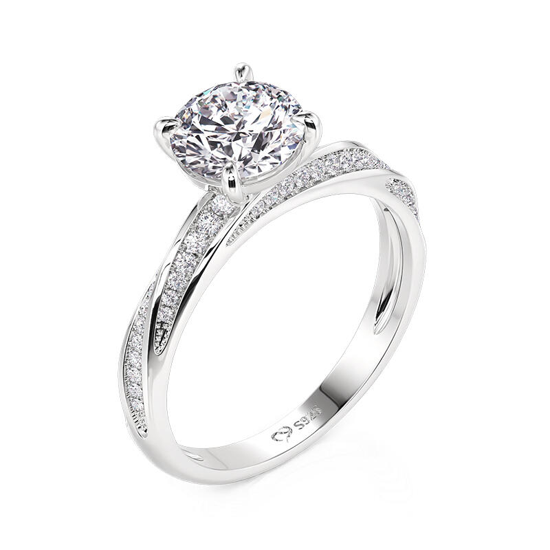 Jeulia Bague de Fiançailles Solitaire Classique à Nœud Coupe Ronde