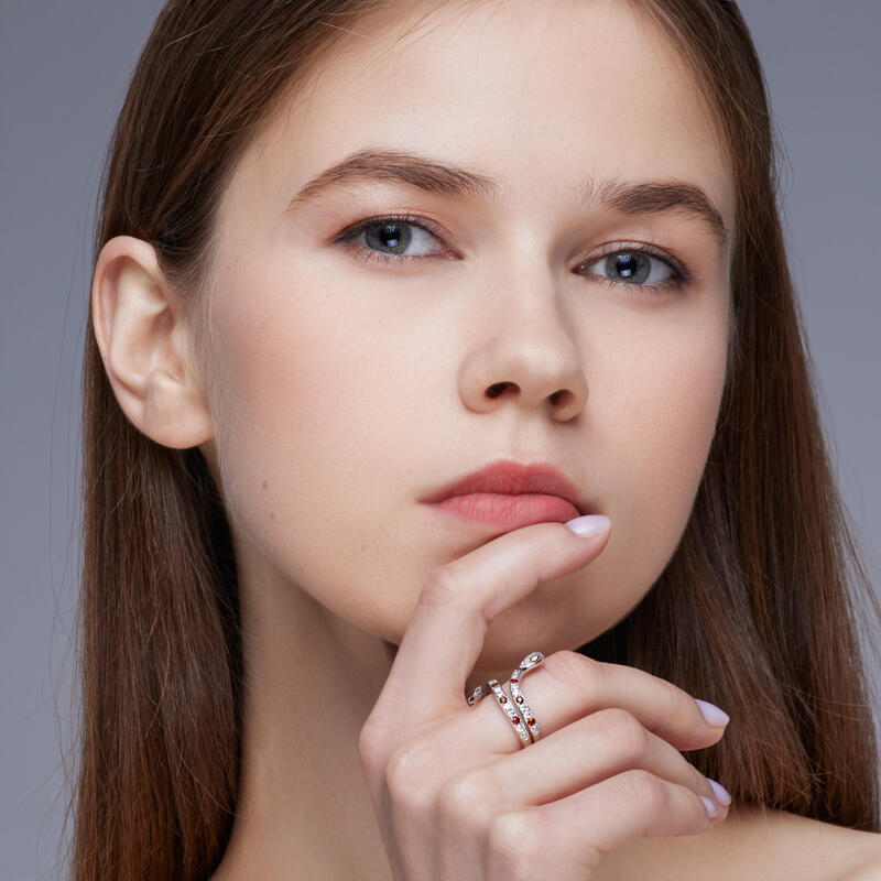 Jeulia Snake Shape Sterling Silver Cocktail Ring