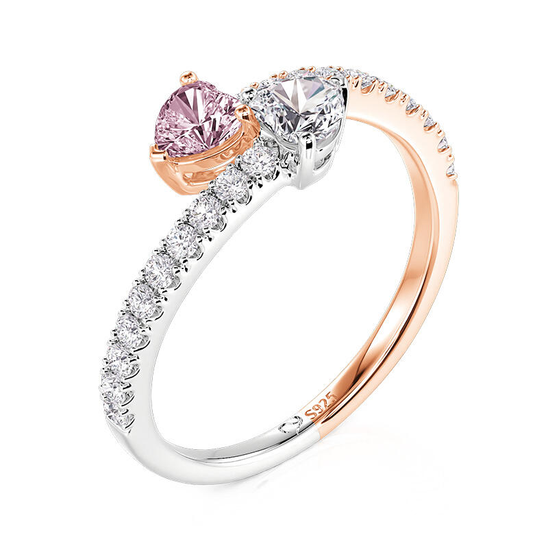 Jeulia Anillo de Promesa Corazón Bicolor Personalizado con Piedra de Nacimiento