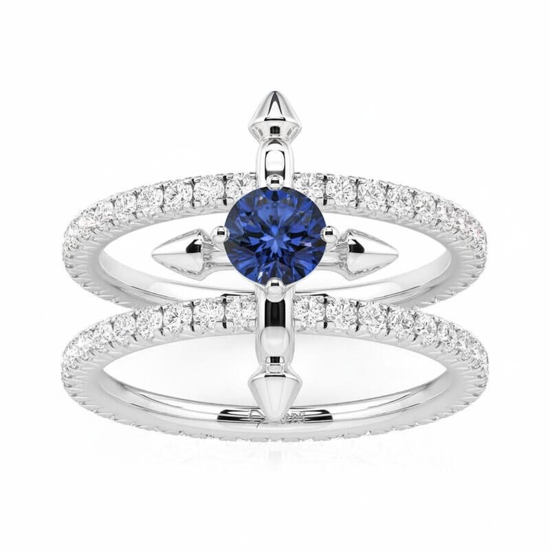 Jeulia Custom Double Row Floating Round Cut Birthstone Ring