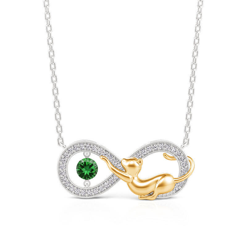 Jeulia Infinity Custom Birthstone Cat Necklace