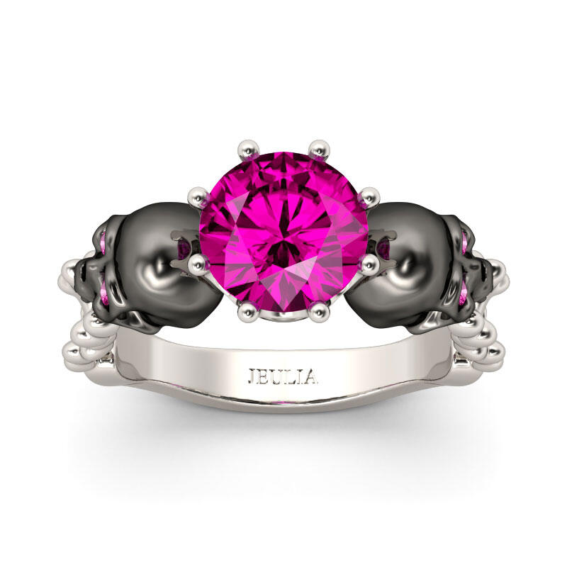 Jeulia Anillo Con Dos Tonos De Caravera De Talla Redonda En Plata De Ley