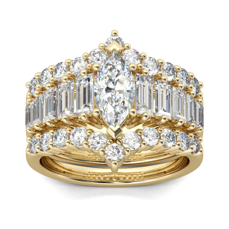 3SZT Zestaw Pierścionków Srebrnych z Szlifem Markisowym