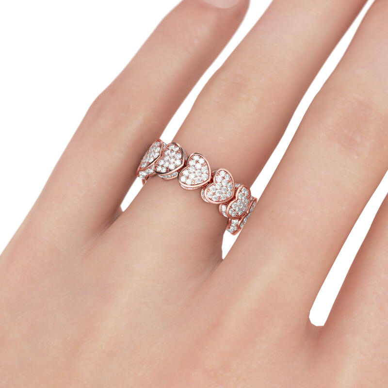 Jeulia Rose Gold Tone Heart Sterling Silver Women's Band