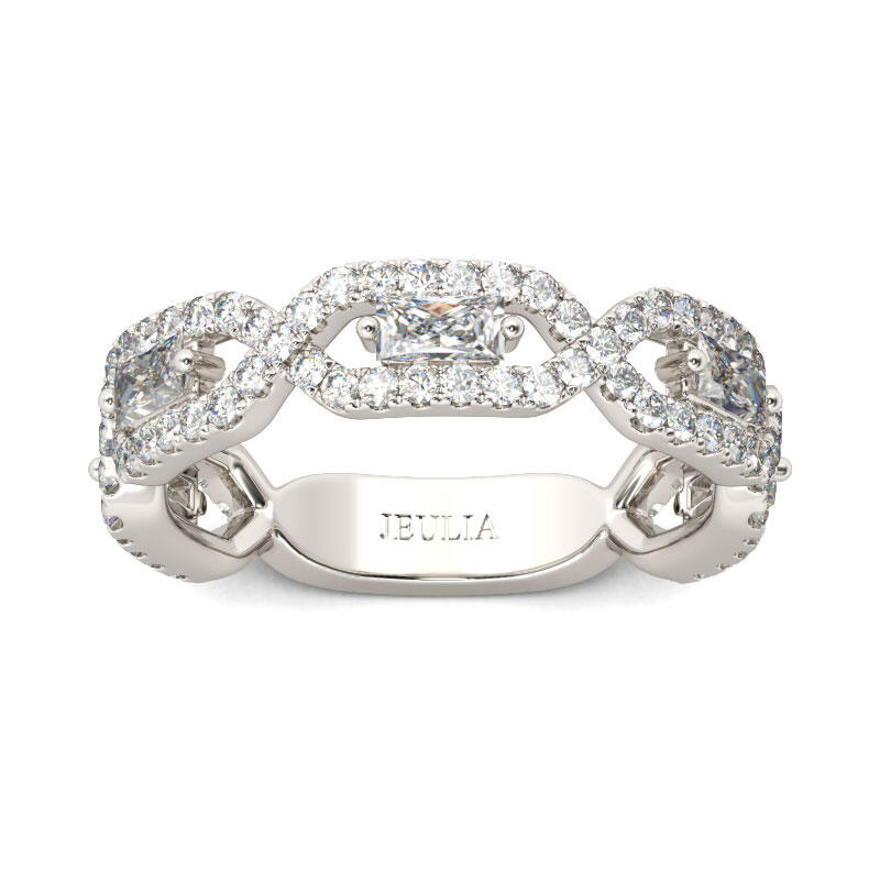 Jeulia Twist Radiant Cut Sterling Silver Women's Band