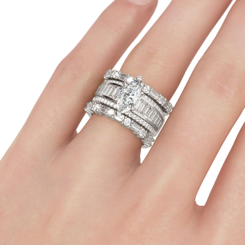 Jeulia Vintage Marquise Cut Sterling Silver Ring Set