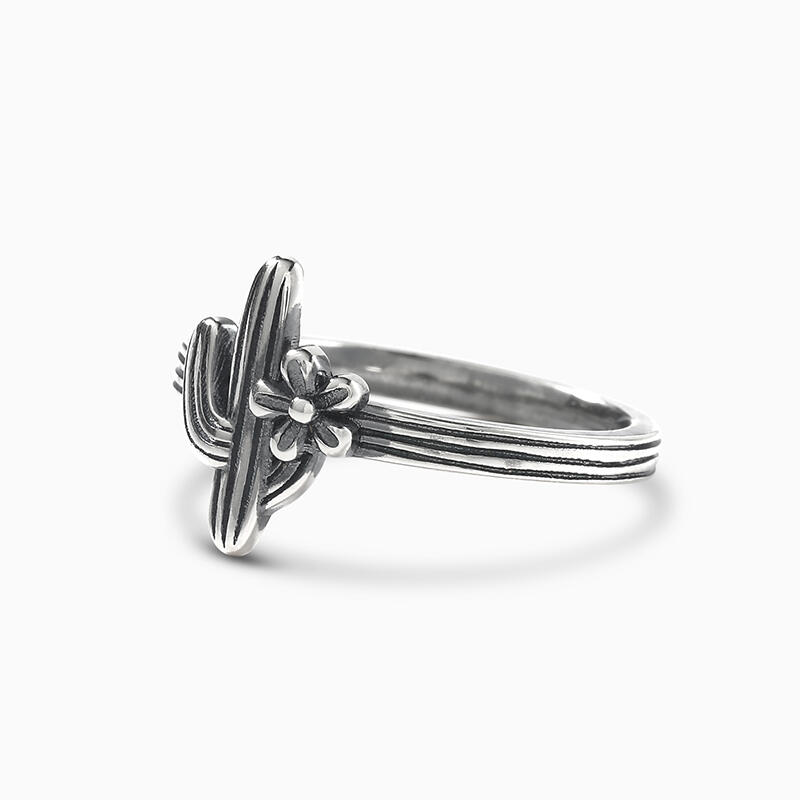 Jeulia "Desert Cactus" Flower Sterling Silver Ring