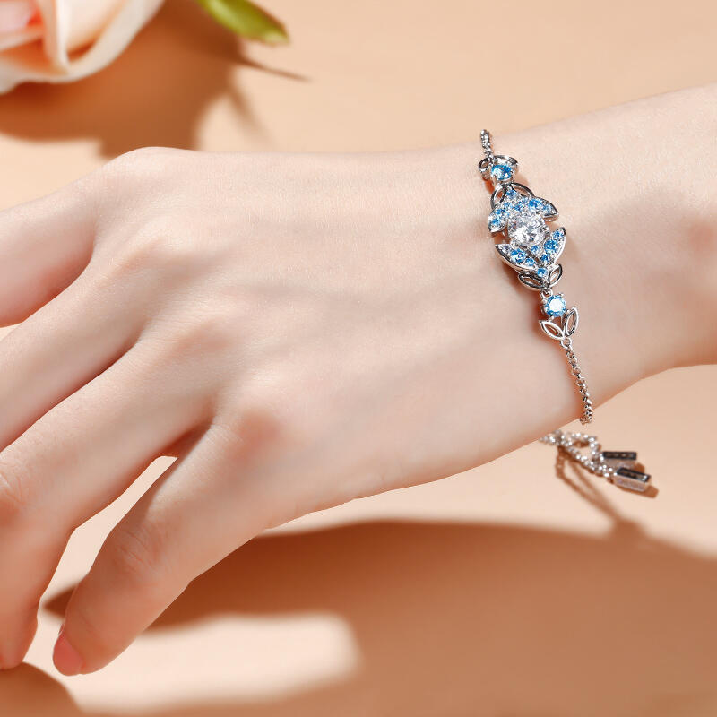 Jeulia Butterfly Round Cut Sterling Silver Bracelet