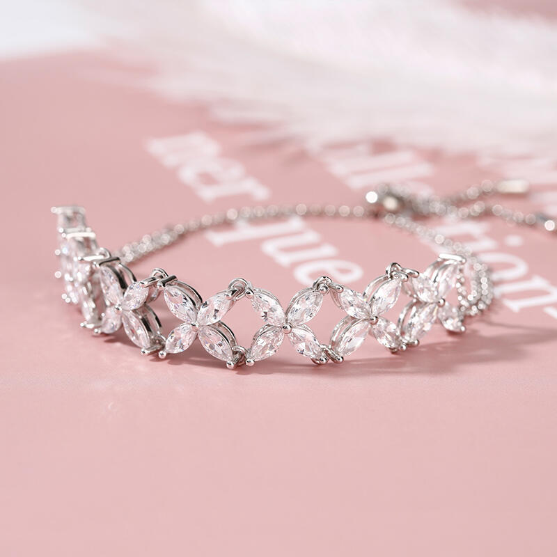 Jeulia "Gorgeous Beauty" Marquise Cut Sterling Silver Bracelet