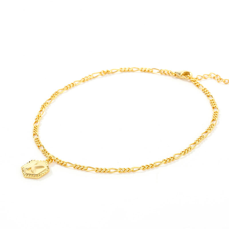 Jeulia Initial Tag Personalized Sterling Silver Anklet