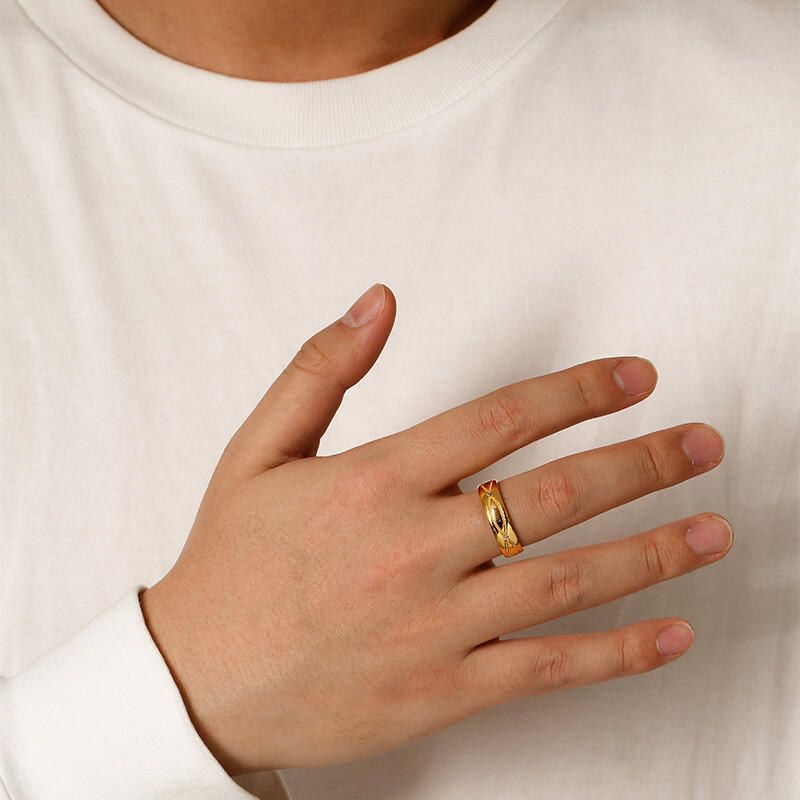 "Promise For Future " Wave Pattern Men's Wedding Ring