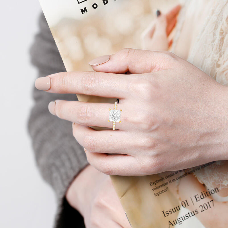 "Whisper of Forever" 2ct Princess Cut Side Stone Engagement Ring