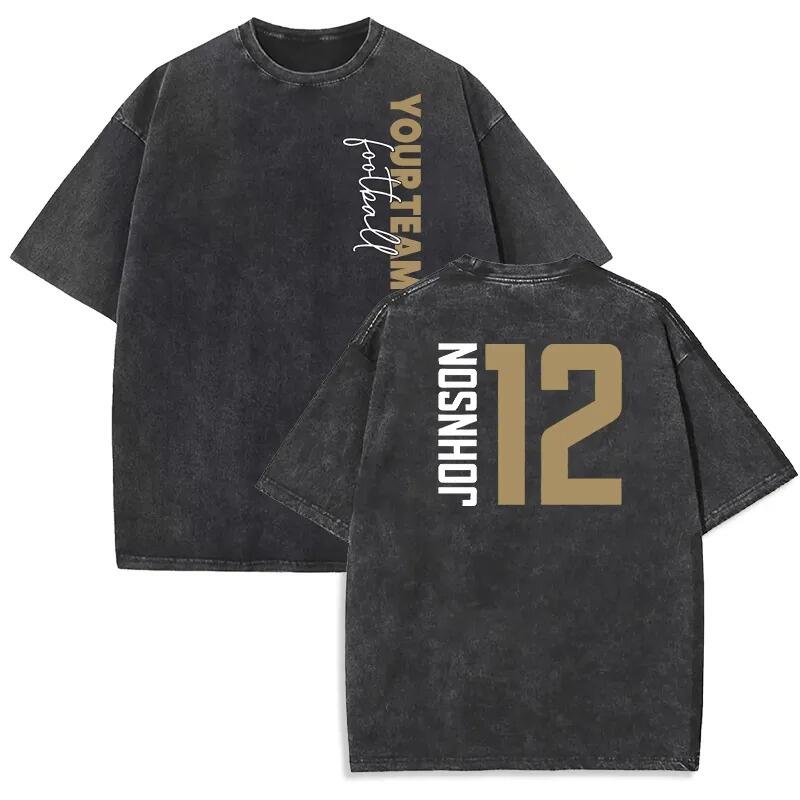 Personalized Washed T-shirt Custom Team Name and Player Message Unisex Design Gift for Sports Lover