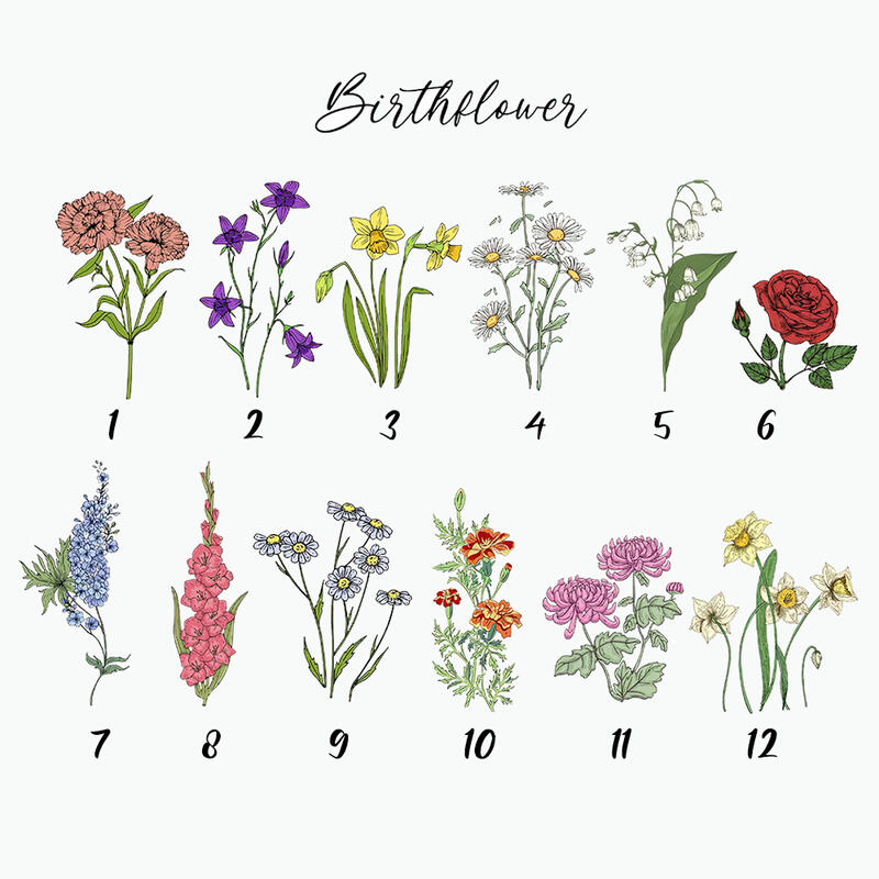 Op maat gemaakte sjaal met geborduurde verjaardagsbloem Uniek cadeau voor verjaardag