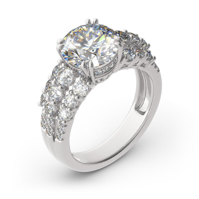 Jeulia Anillo Con Las Piedras Laterales De Talla Redonda En Plata De Ley