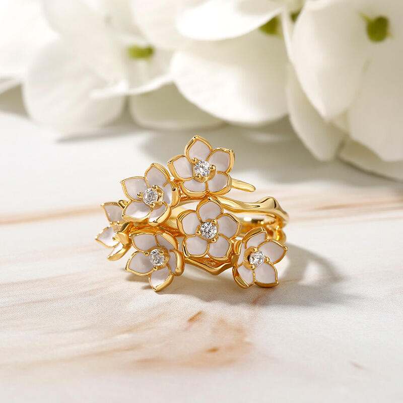 Jeulia Bague Fantaisie à Motif de Fleurs en Argent Sterling