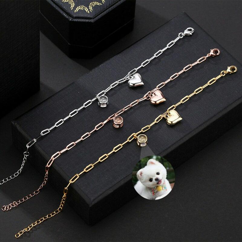 投影 写真 写真入れ ブレスレット ハート チャーム