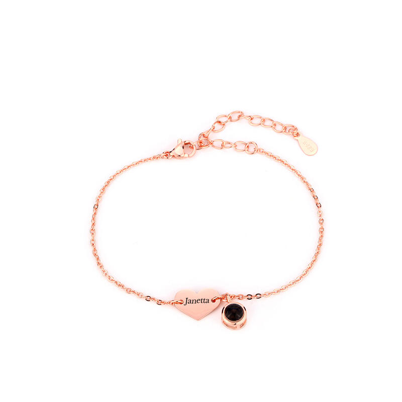 投影 名前 刻印 写真 写真入れ ハート ブレスレット