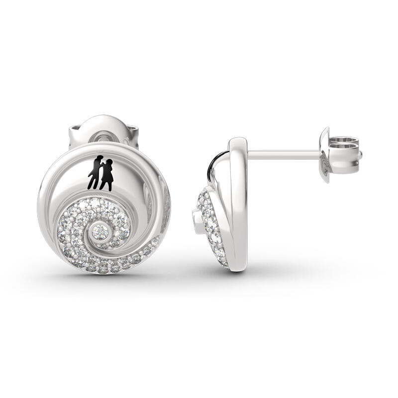 Jeulia "Romance in the Moonlight" Pendientes De Plata De Ley Con Diseño De Pareja De Calaveras