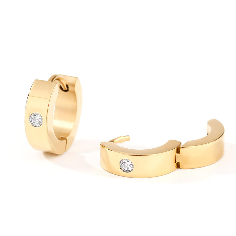Jeulia Simple Round Cut Titanium Steel Men's Hoop Earrings