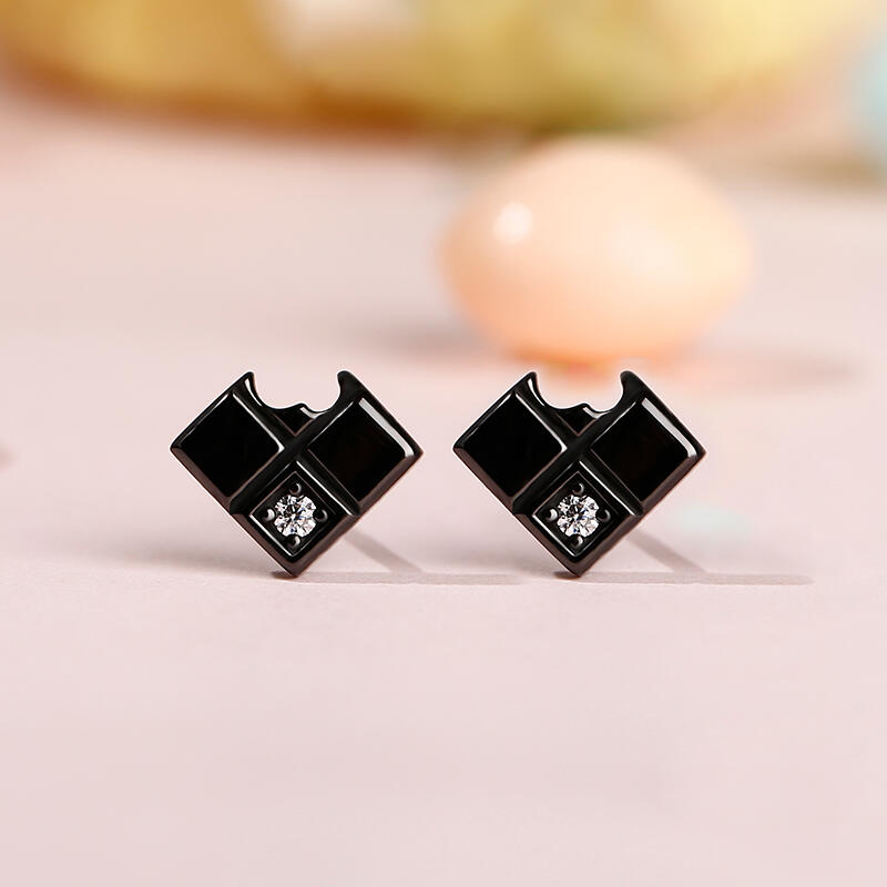Jeulia Black Brown Sterling Silver Stud Earrings