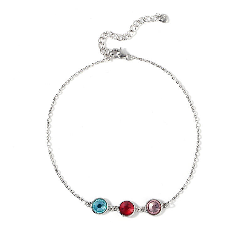 Jeulia Simple Design Candy-hued Stones Sterling Silver Personlig Anklet