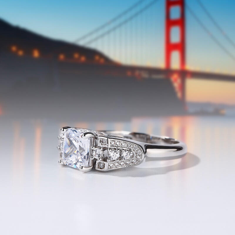 Jeulia Anel de prata esterlina gold gate bridge