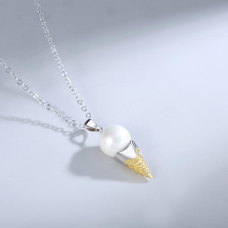 Jeulia Collar personalizado de nombre de plata y perlas de helado