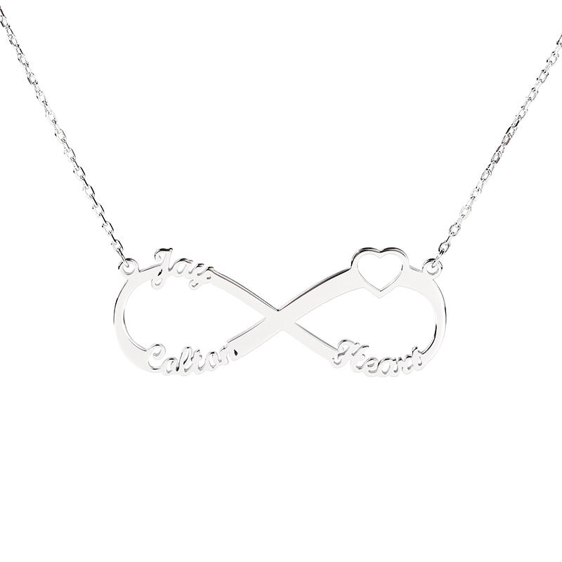 Jeulia Collar Con Forma De Corazón De Tres Nombres De Infinito En Plata De Ley