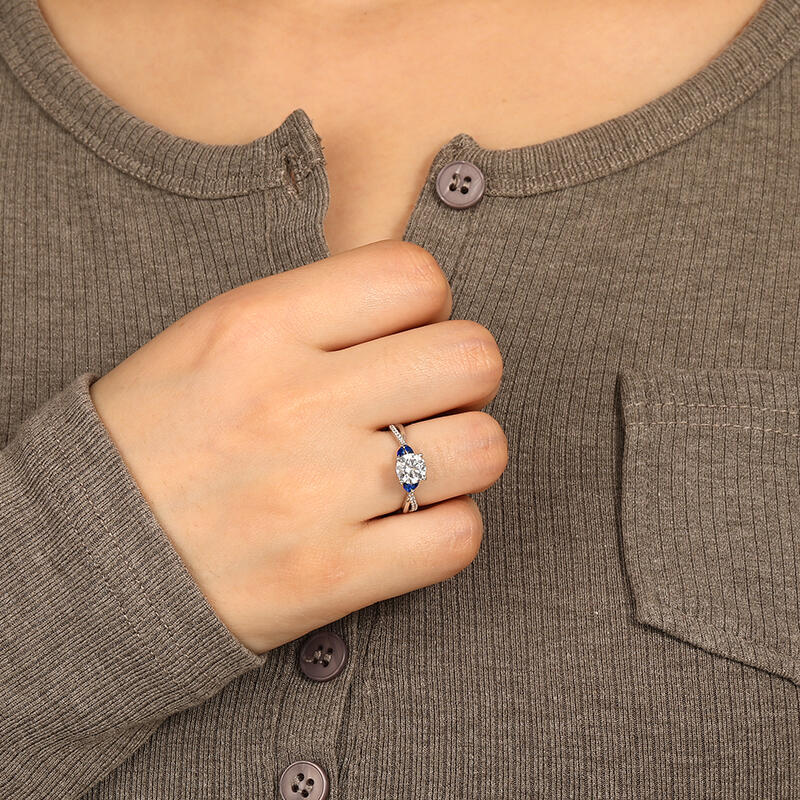 "The Promise of Soulmate" Round Cut Side Stone Engagement Ring