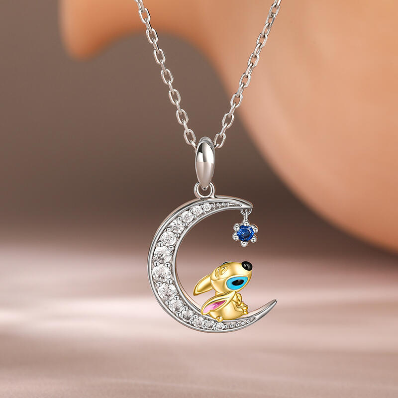 Jeulia "Little Monster" Moon Necklace Sterling Silver