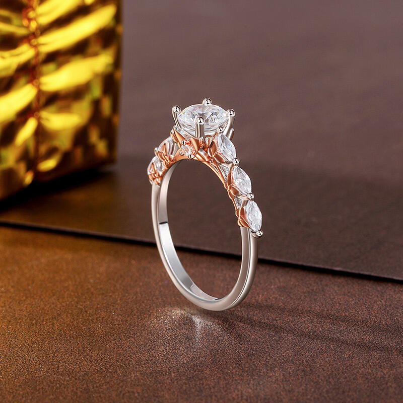 Jeulia Two Tone Design Butterfly Engagement Ring