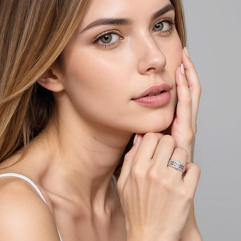 "Frozen Love" Marquise Cut Side Stone Engagement Ring