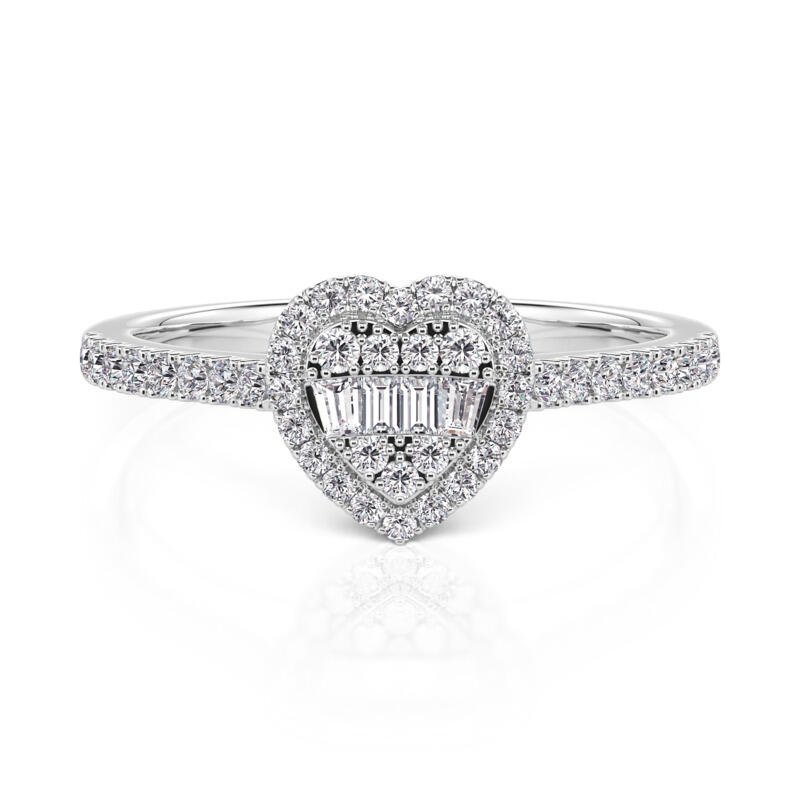 Jeulia Cluster Halo Heart Promise Ring Sterling Silver