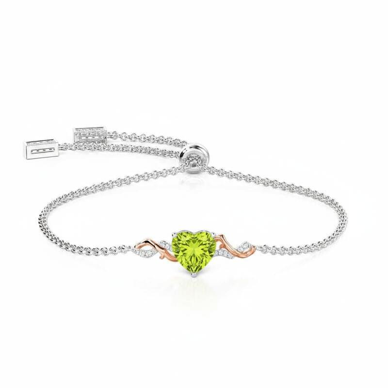 Jeulia Amore Thorn Vine Custom Heart Bracelet with Birthstone