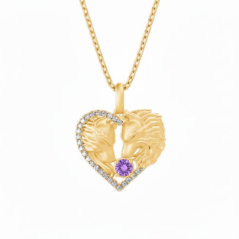 Jeulia Custom Fox Birthstone Necklace with Relief Design