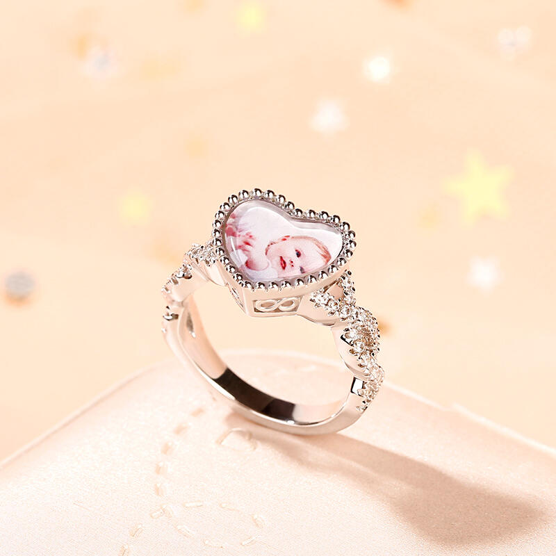 جوليا خاتم صور صمم بنفسك من الفضة الإسترليني "حب لا نهاية له"