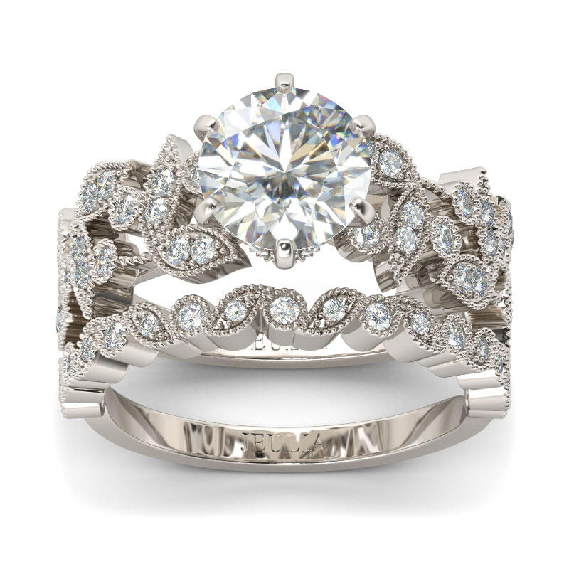 Jeulia リーフデザイン スターリングシルバー 2連セットリング