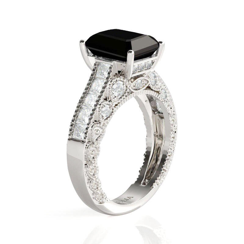 Jeulia Anillo Con Gran Piedra En Centro De Talla Esmeralda En Plata De Ley