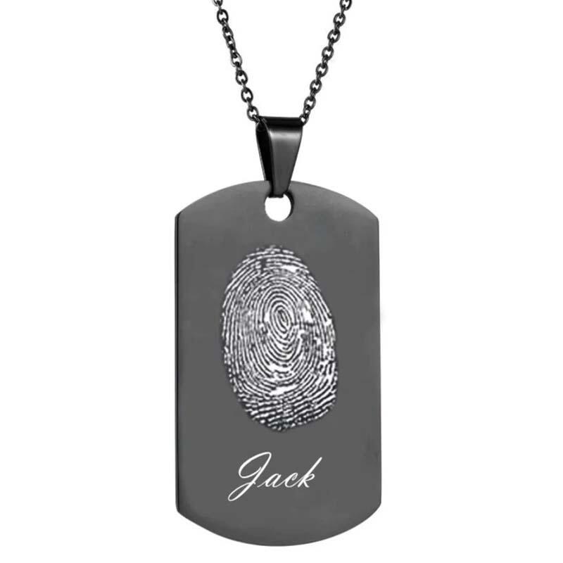 指紋 名入れ プレート ネックレス オーダーメイド