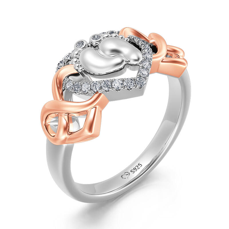 Jeulia "Baby's Footprints" Infinite Heart Sterling Silver Women's Band