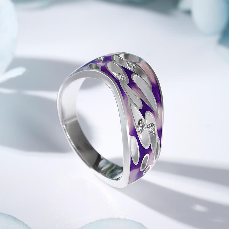 Jeulia "Ice Queen" Enamel Sterling Silver Women's Band