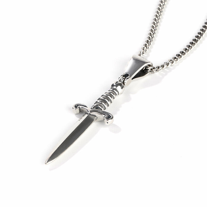 Jeulia Dagger Sterling Silver Men's Necklace