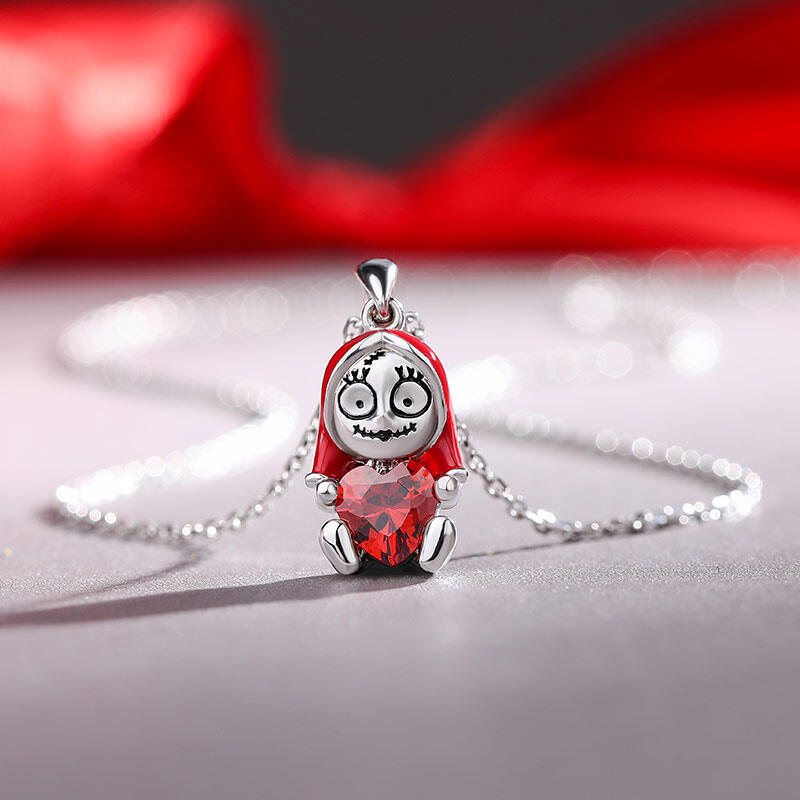 Jeulia Hug Me "Endless Joy" Skull Heart Cut Sterling Silver Halsband