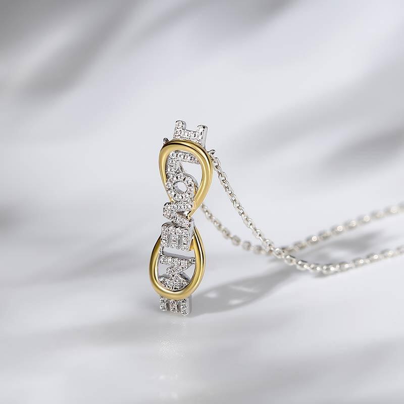 Jeulia "I Love Me" Love Me Infinity Sterling Silver Necklace