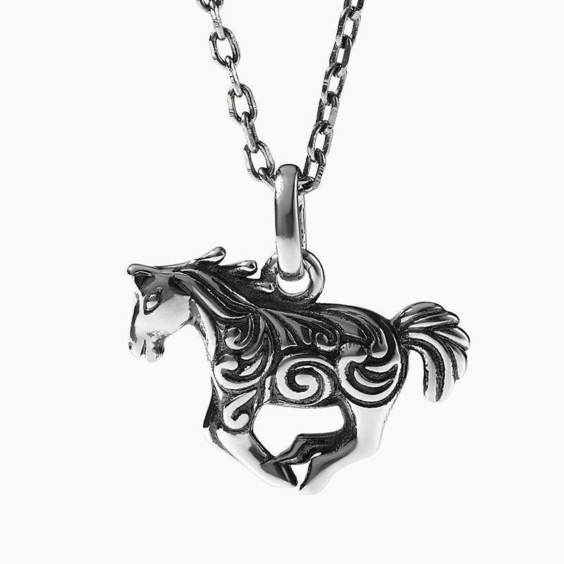 Jeulia "Galloping Horse" Sterling Silver Necklace